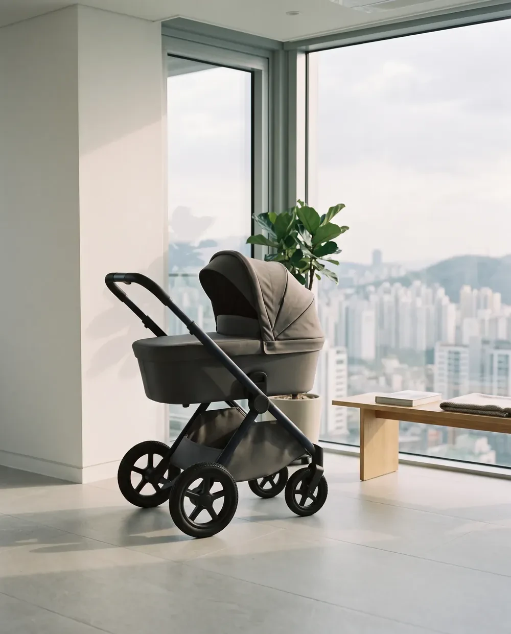 The stroller in a high-rise apartment in Seoul
